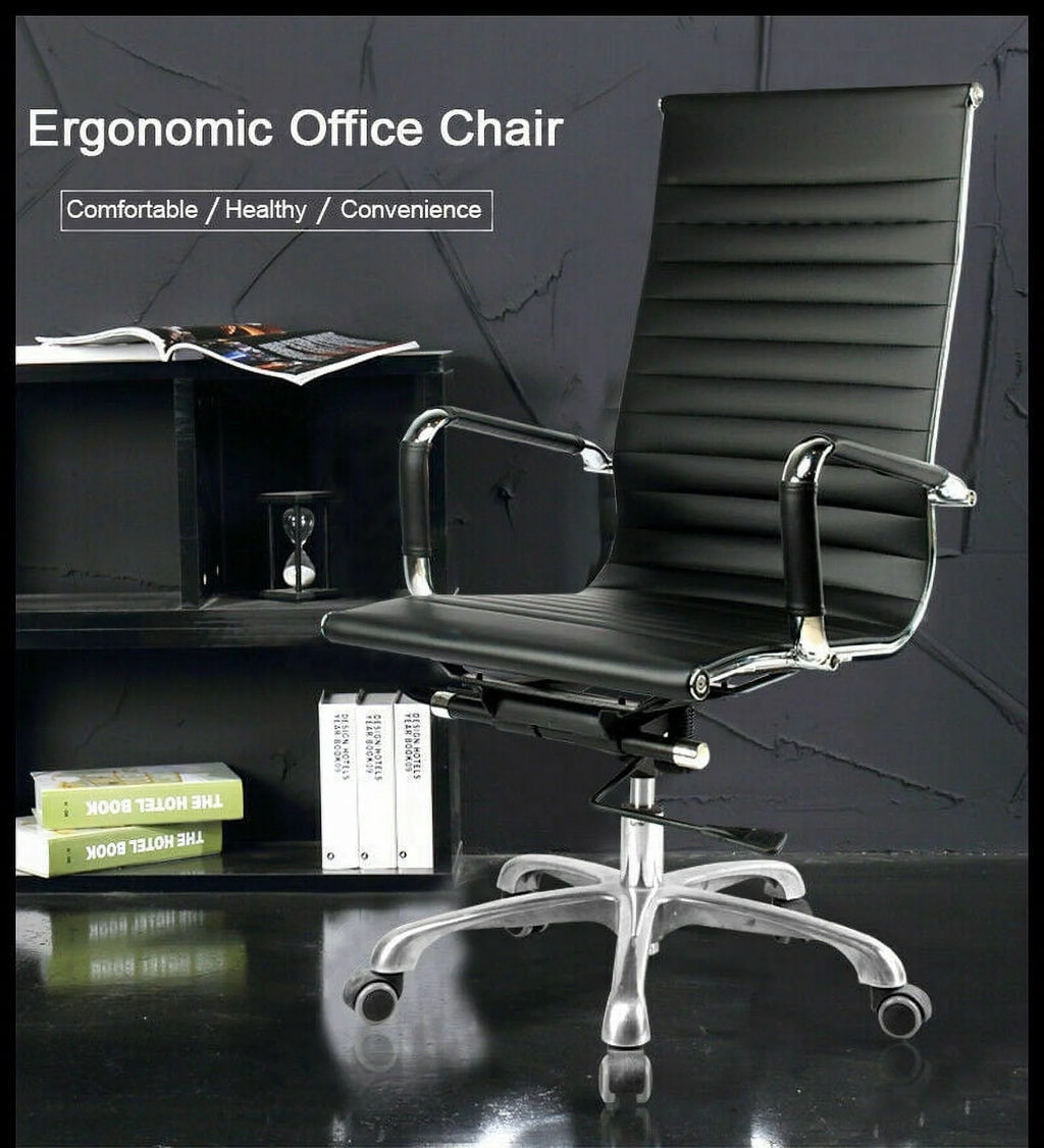 Black High-Back Leather Executive Office Chair U6682