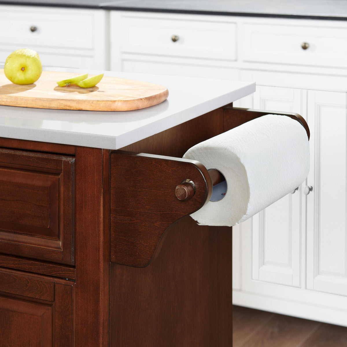 Mahogany/White Granite Top Full Size Kitchen Island/Cart O912