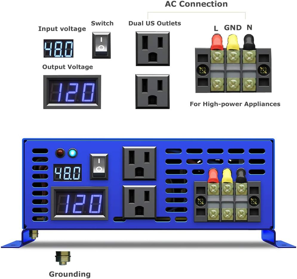 3500 Watt Pure Sine Wave Power Inverter 48V to 120V AC D9266