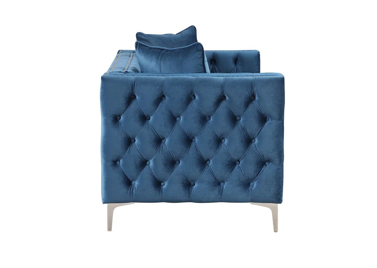 Blue Velvet 2 Pieces Sofa and Loveseat V8342