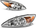Headlight Assembly for CAMRY 2002 2003 2004 Chrome Housing Amber Reflector Clear Lens U651