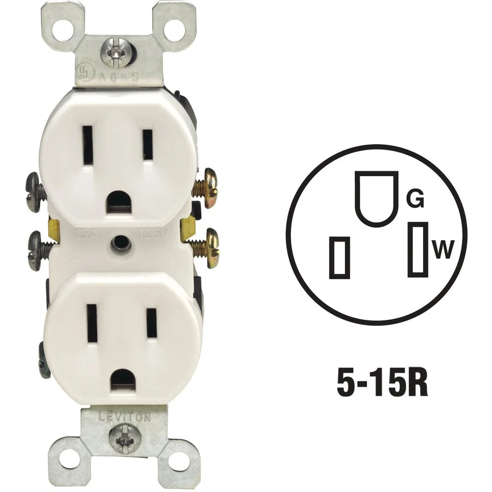 White 15A Duplex Outlet P137323