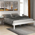 Queen White Wood Platform Bed Frame with Headboard M3676