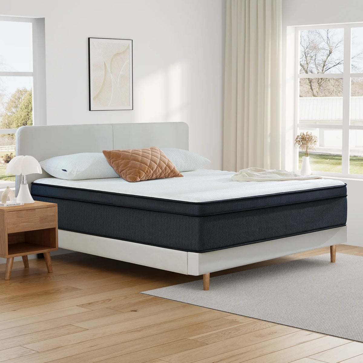 Queen 10 inch Hybrid Medium Firm Innerspring Mattress in a Box C268