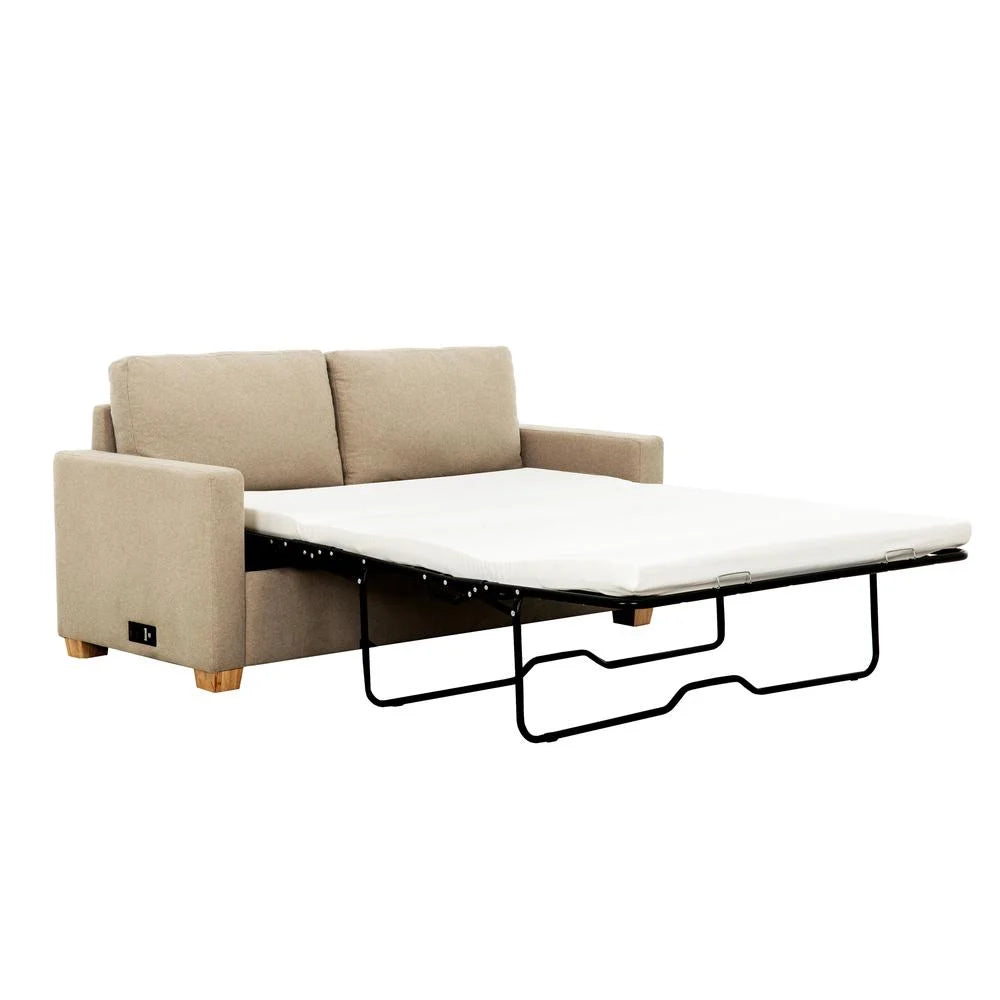 Beige Convertible Full Sleeper Sofa with USB Port T82672