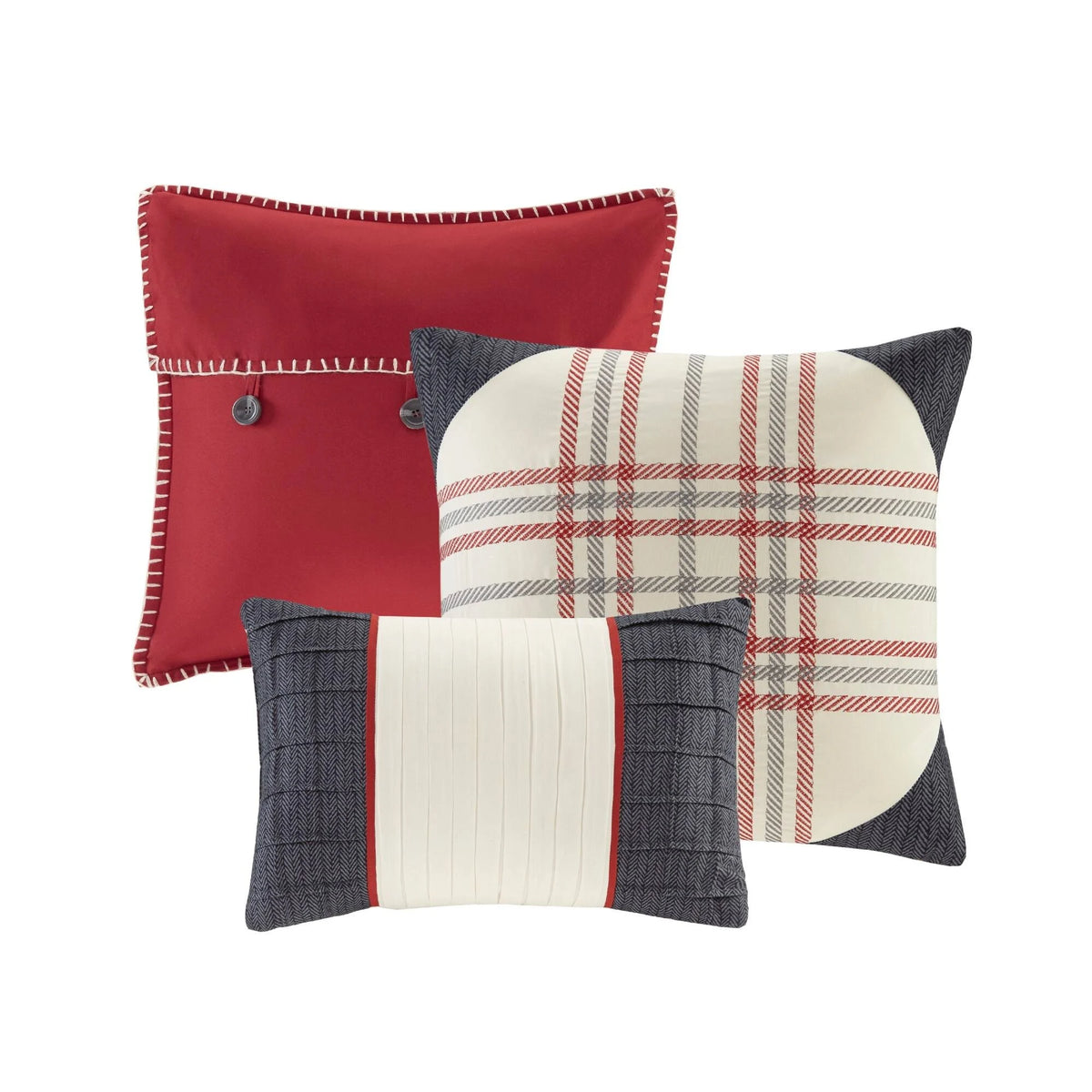 6 Piece Herringbone Duvet Cover Set Red King/Cal King R994459