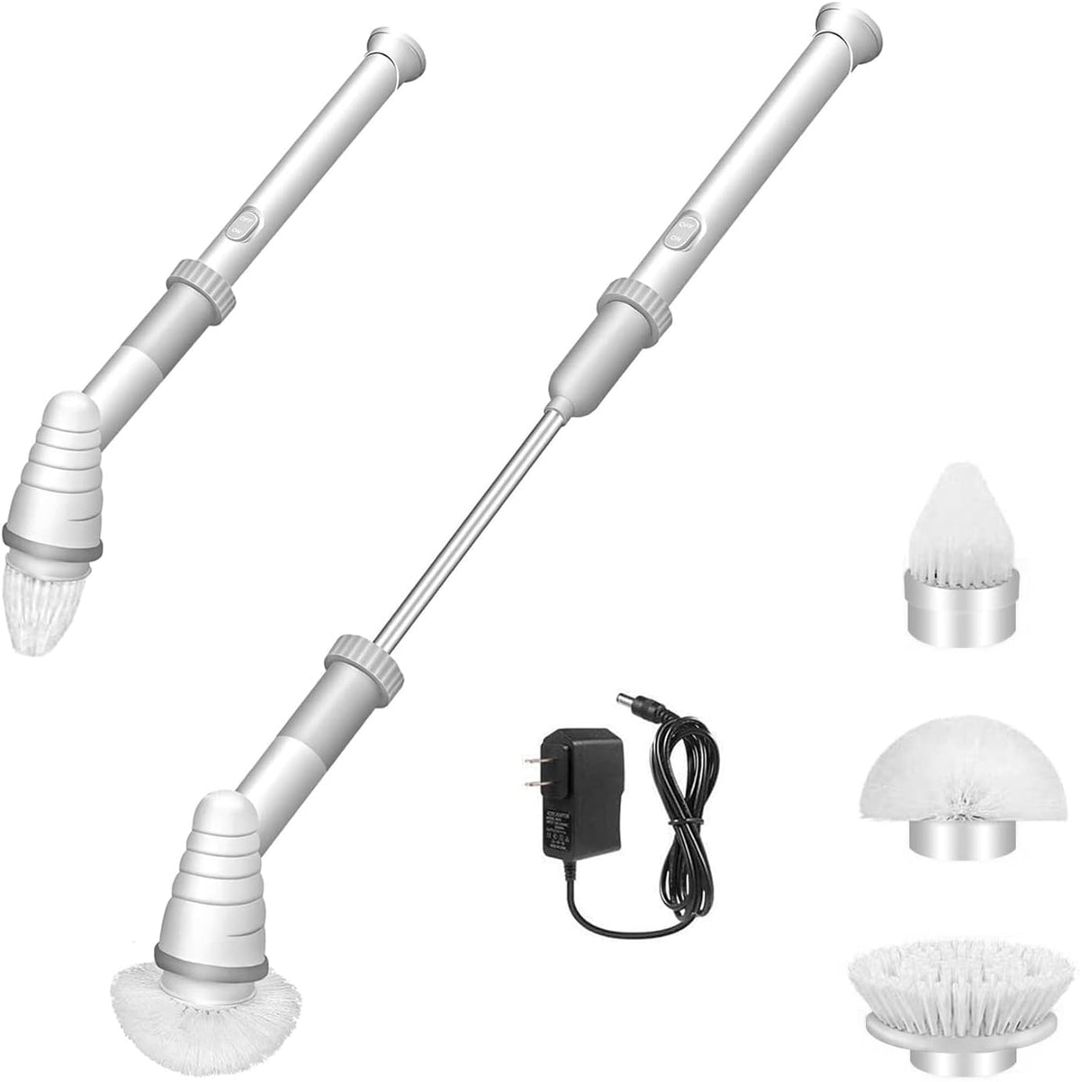 Cordless Electric Spin Scrubber with Long Handle, 3 Brush Heads, Pack of 2 X61000