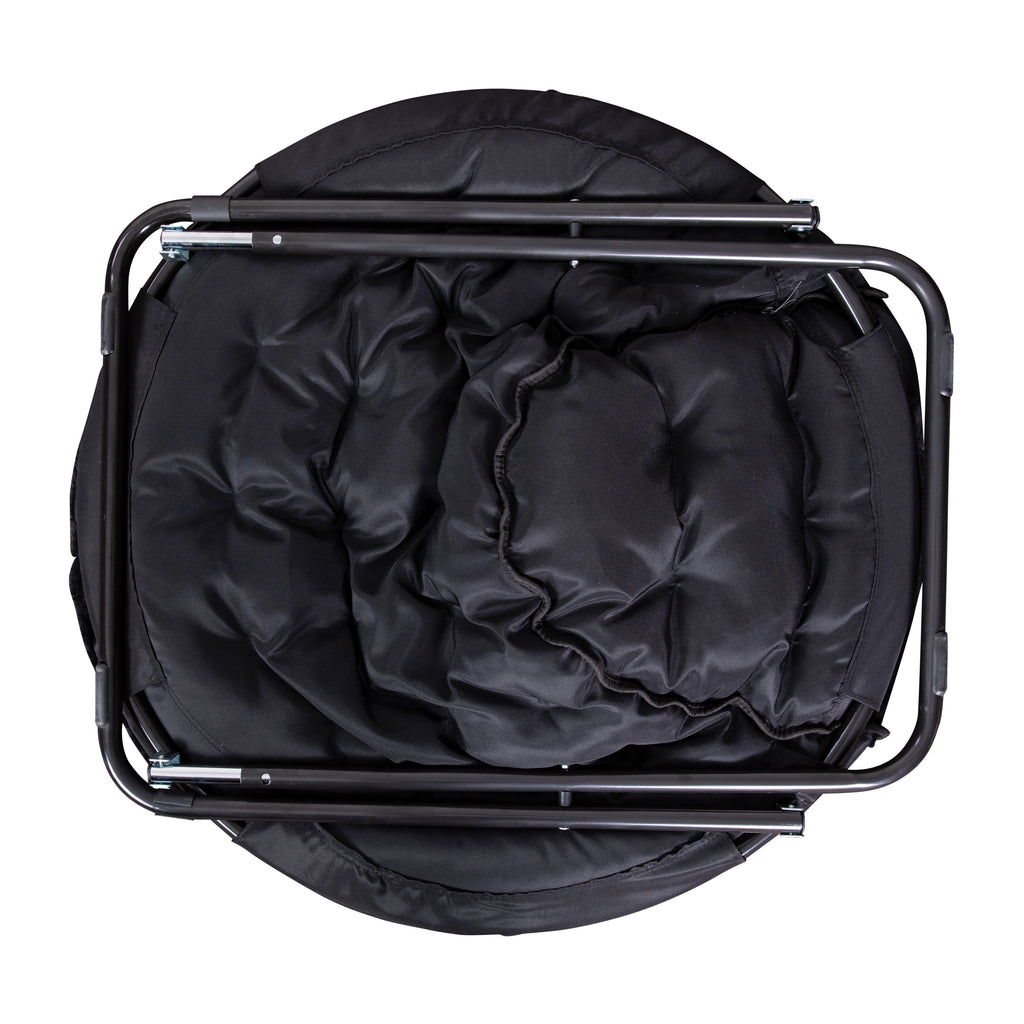 Oversize Black Faux Fur Folding Saucer Moon Chair H20366