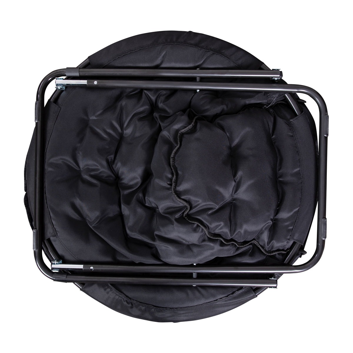 Oversize Black Faux Fur Folding Saucer Moon Chair H20366
