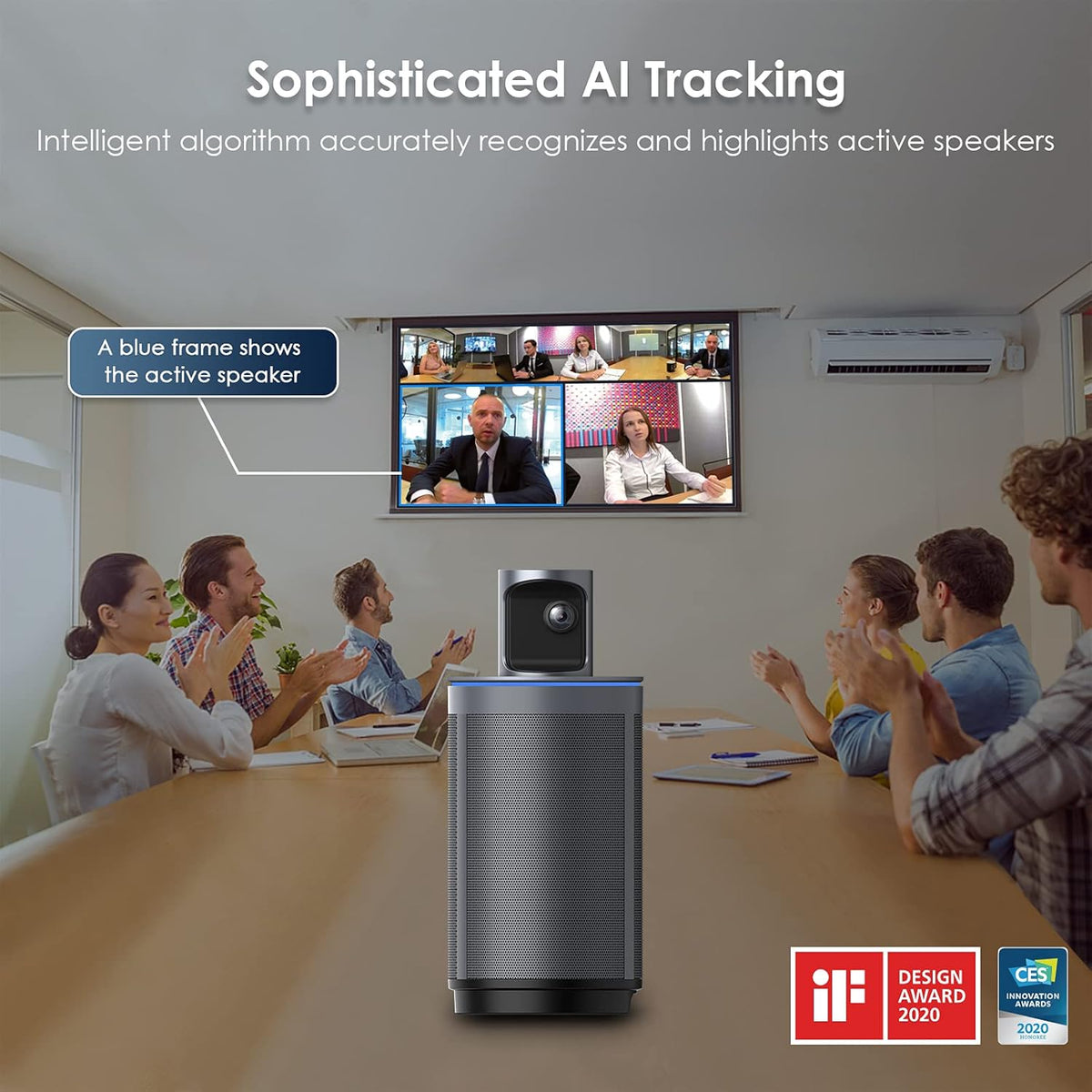 8K 360-Degree Video Conference Camera with 8 Noise-Cancelling Microphones and Speaker E877