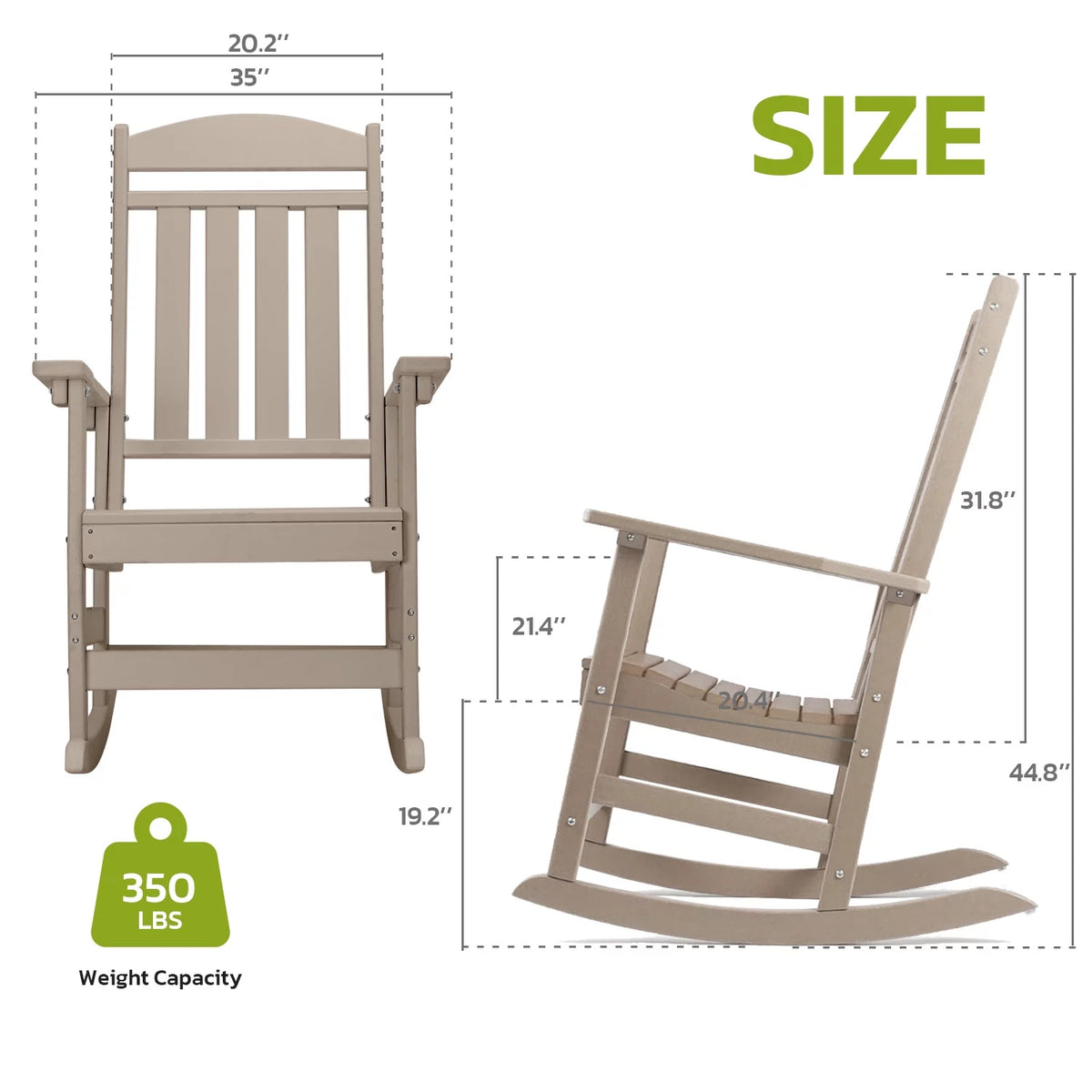All Weather Resistant Poly Lumber Outdoor Rocking Chair with High Back I7857