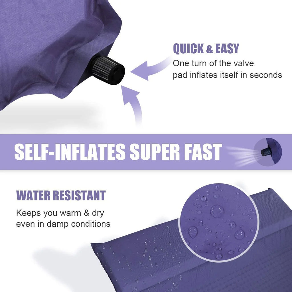 Navy Large Double Self Inflating Sleeping Pad with Pillow U638