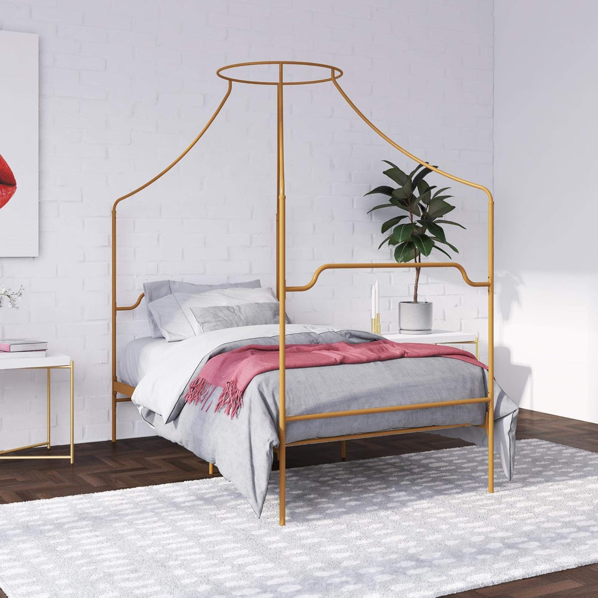 Black Twin Size Metal Canopy Bed C608619