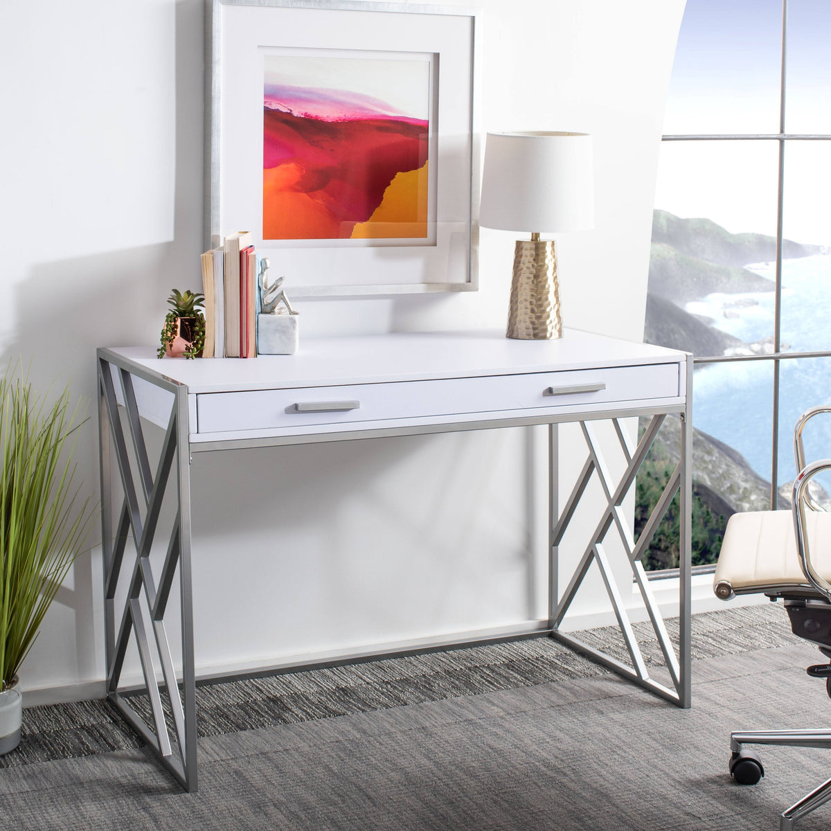 White 1 Drawer Desk E487