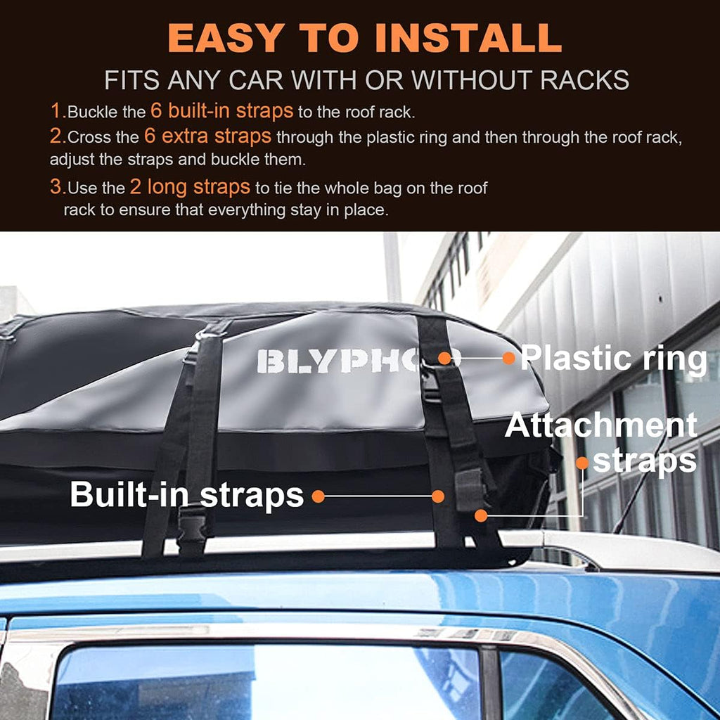 20 Cubic Feet Waterproof Rooftop Cargo Carrier with 8 Reinforced Straps Q985