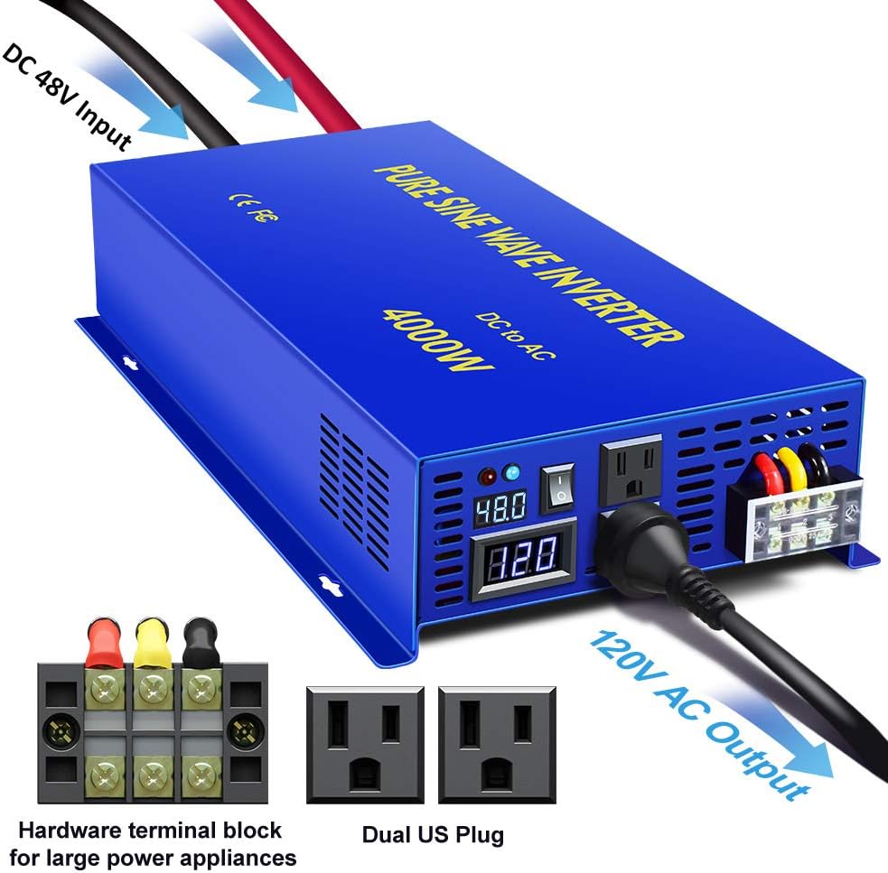 3500 Watt Pure Sine Wave Power Inverter 48V to 120V AC D9266