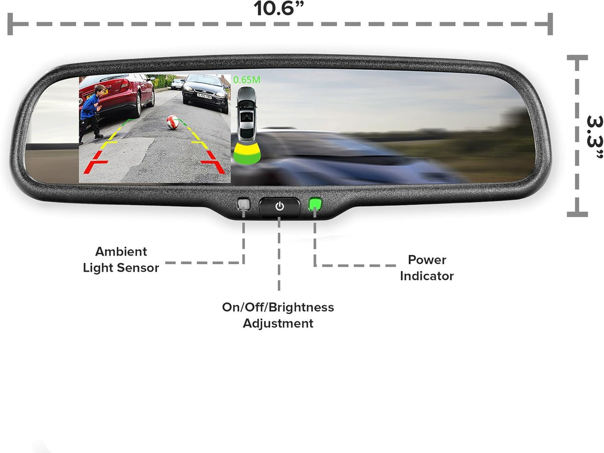 Rear View Mirror with 4.3 LCD Display and 4 Parking Sensors T36303
