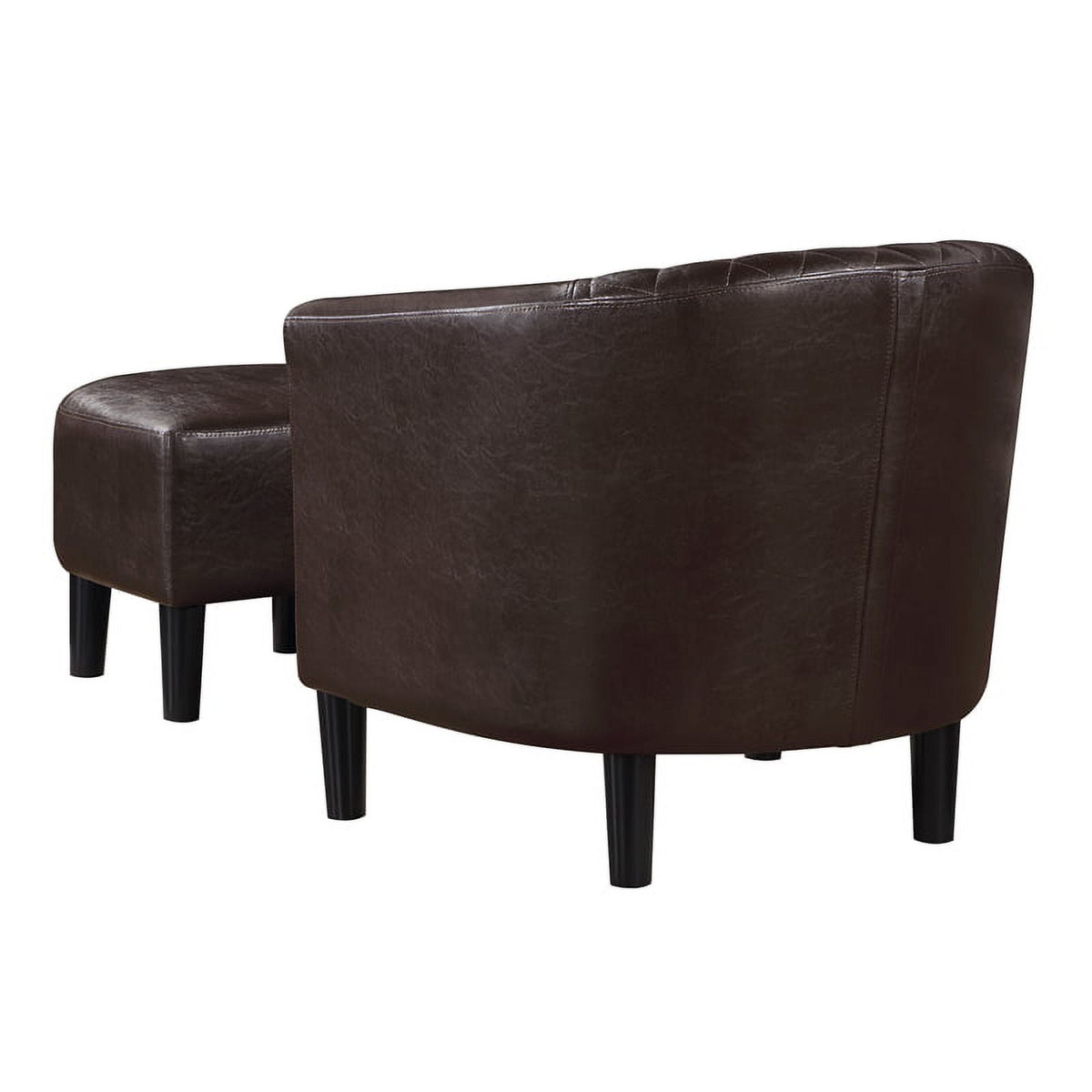 Espresso Faux Leather Fabric Accent Chair with Ottoman J84091