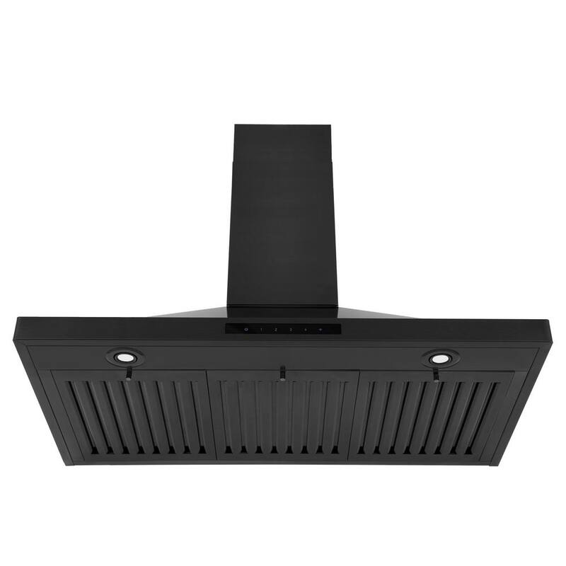 36 in. 400 CFM Ducted Wall Mount Range Hood in Black Stainless Steel P94182