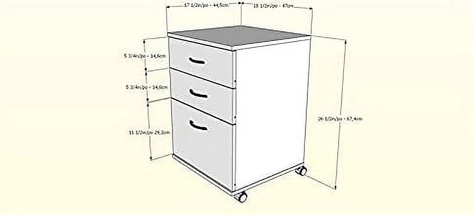Wood 3 Drawer Mobile Filing Cabinet R938