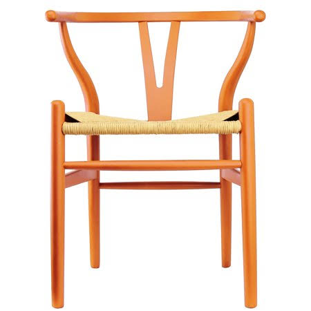 Orange Wishbone Wood Armchair V535