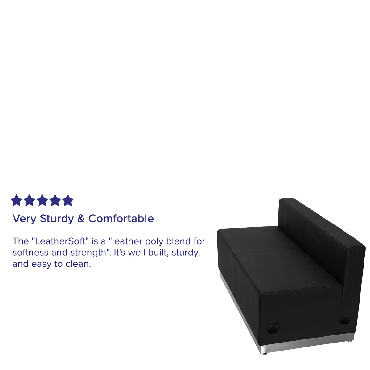 Black LeatherSoft Loveseat with Brushed Stainless Steel Base R725163