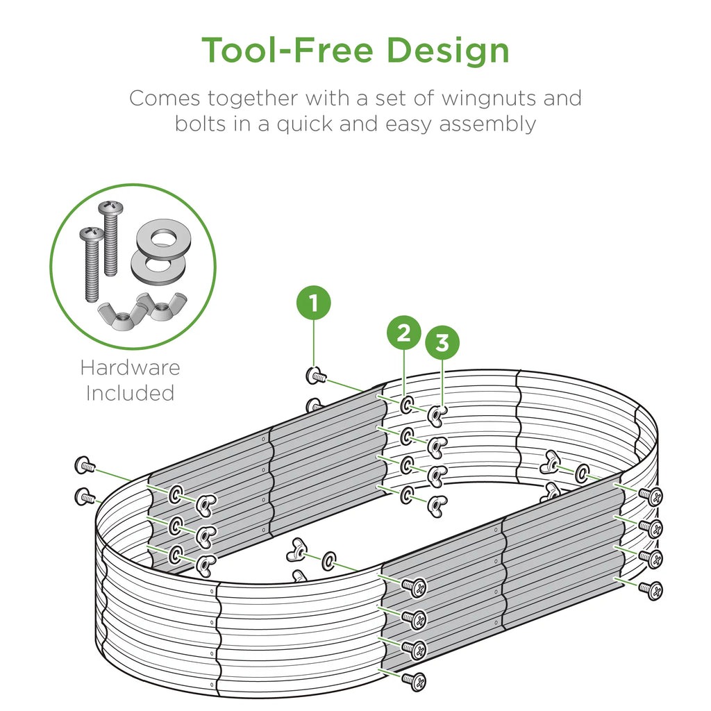 4x2x1ft Outdoor Raised Metal Oval Garden Bed R183632