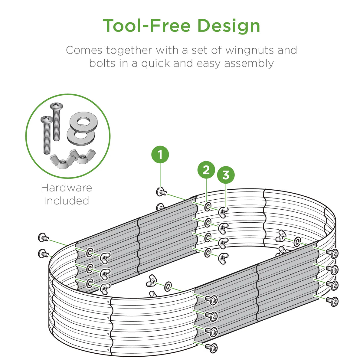 4x2x1ft Outdoor Raised Metal Oval Garden Bed R183632