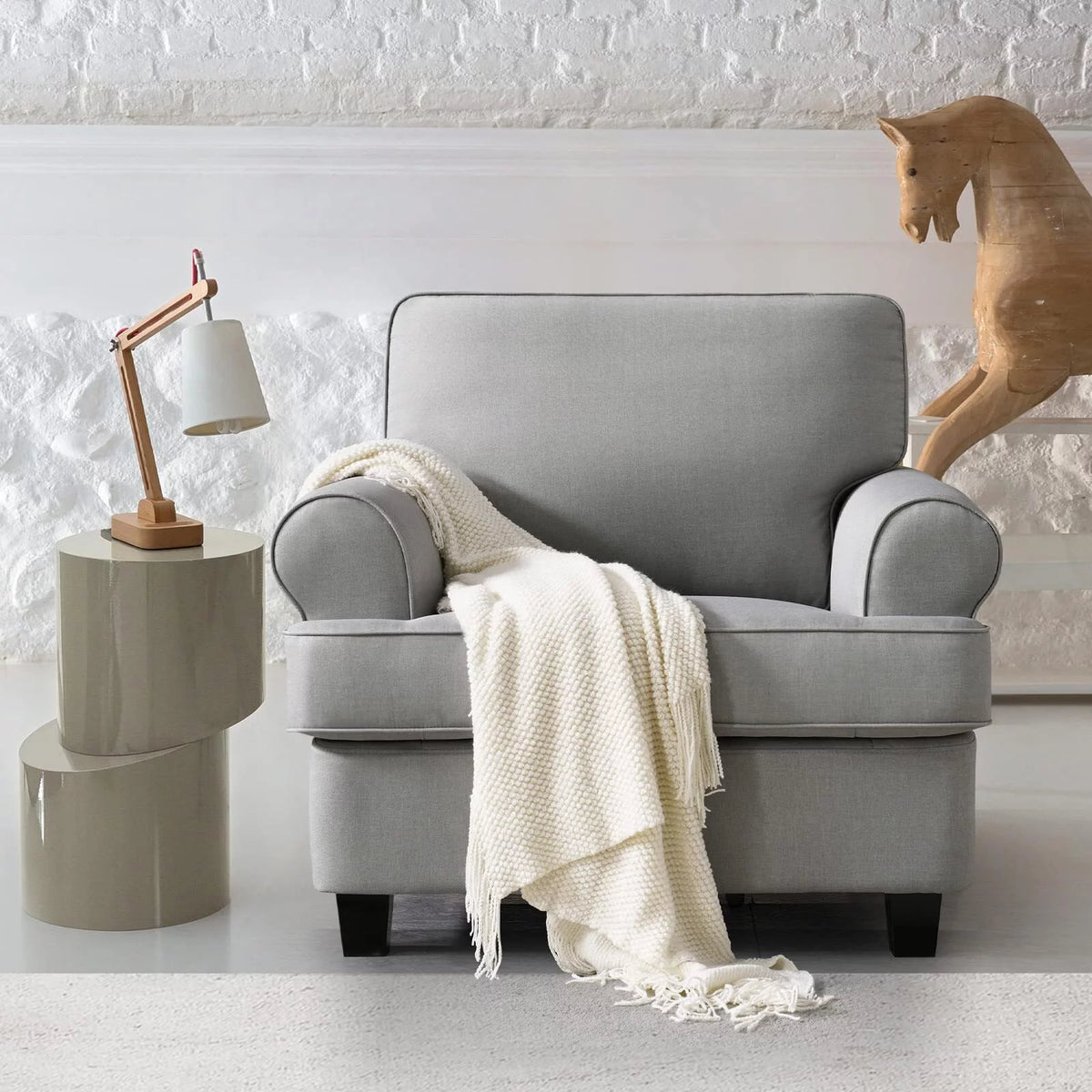 Light Gray Upholstered Accent Chair A460229