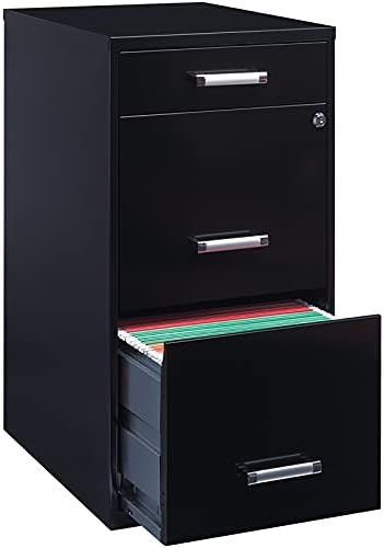 Black 18in Deep 3 Metal Organizer Pencil Drawer Vertical File Cabinet T248163
