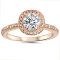 1ct Cushion Halo Diamond Engagement Ring 14K Rose Gold H201