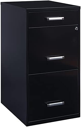 Black 18in Deep 3 Metal Organizer Pencil Drawer Vertical File Cabinet T248163