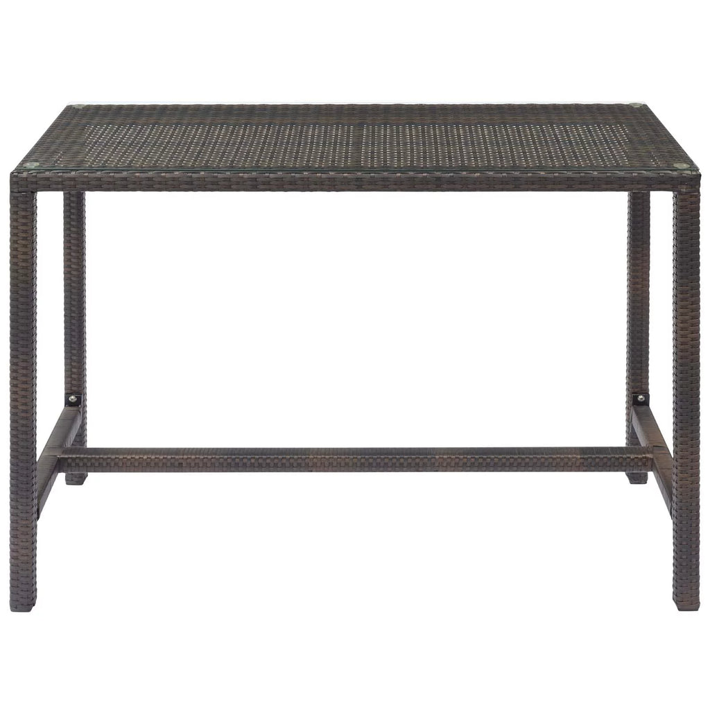 Brown Rattan Wicker Glass Side Table D101