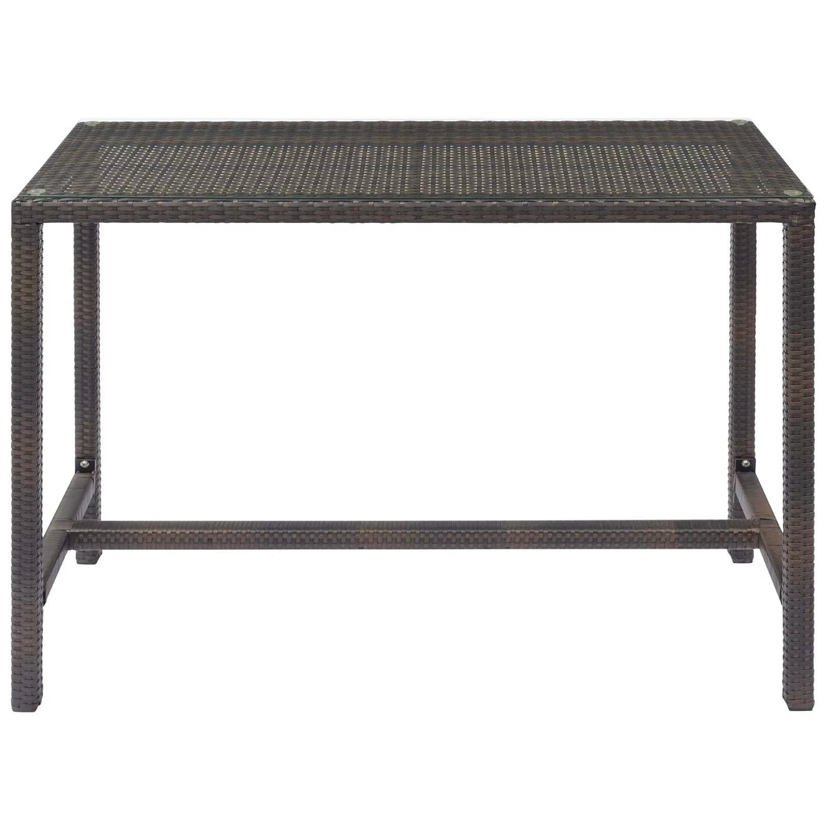 Brown Rattan Wicker Glass Side Table D101