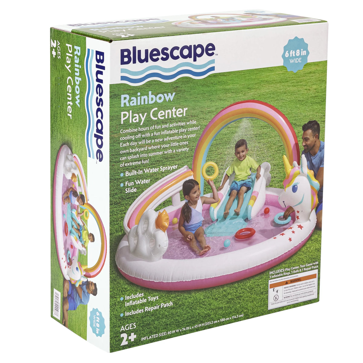 Rainbow Unicorn Kids Splash Pool with Sprinkler O160253