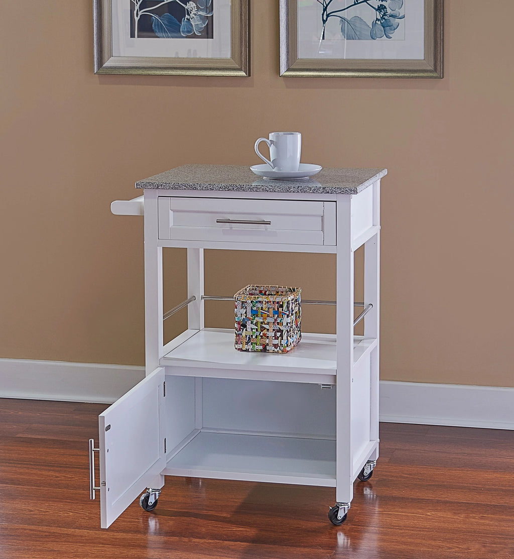 White Wood Kitchen Cart S79449