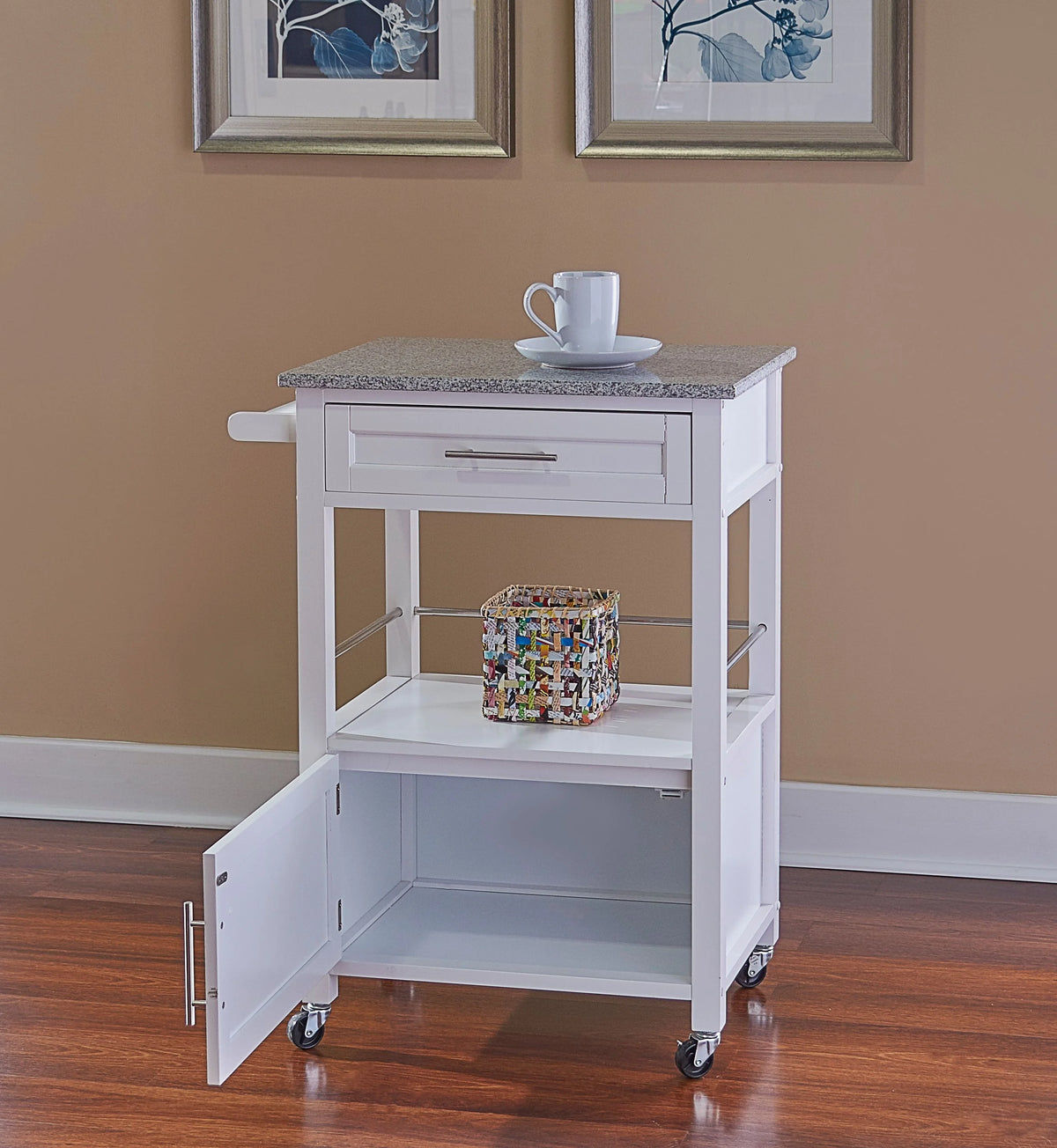 White Wood Kitchen Cart S79449