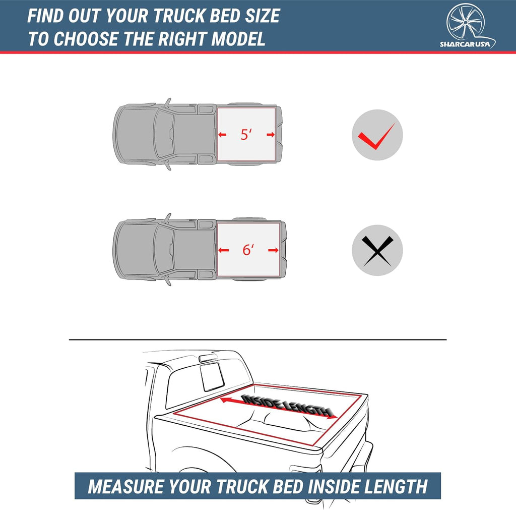 Black Hard Tri-Fold Truck Bed Tonneau Cover for Ford Ranger 5' Bed F273005