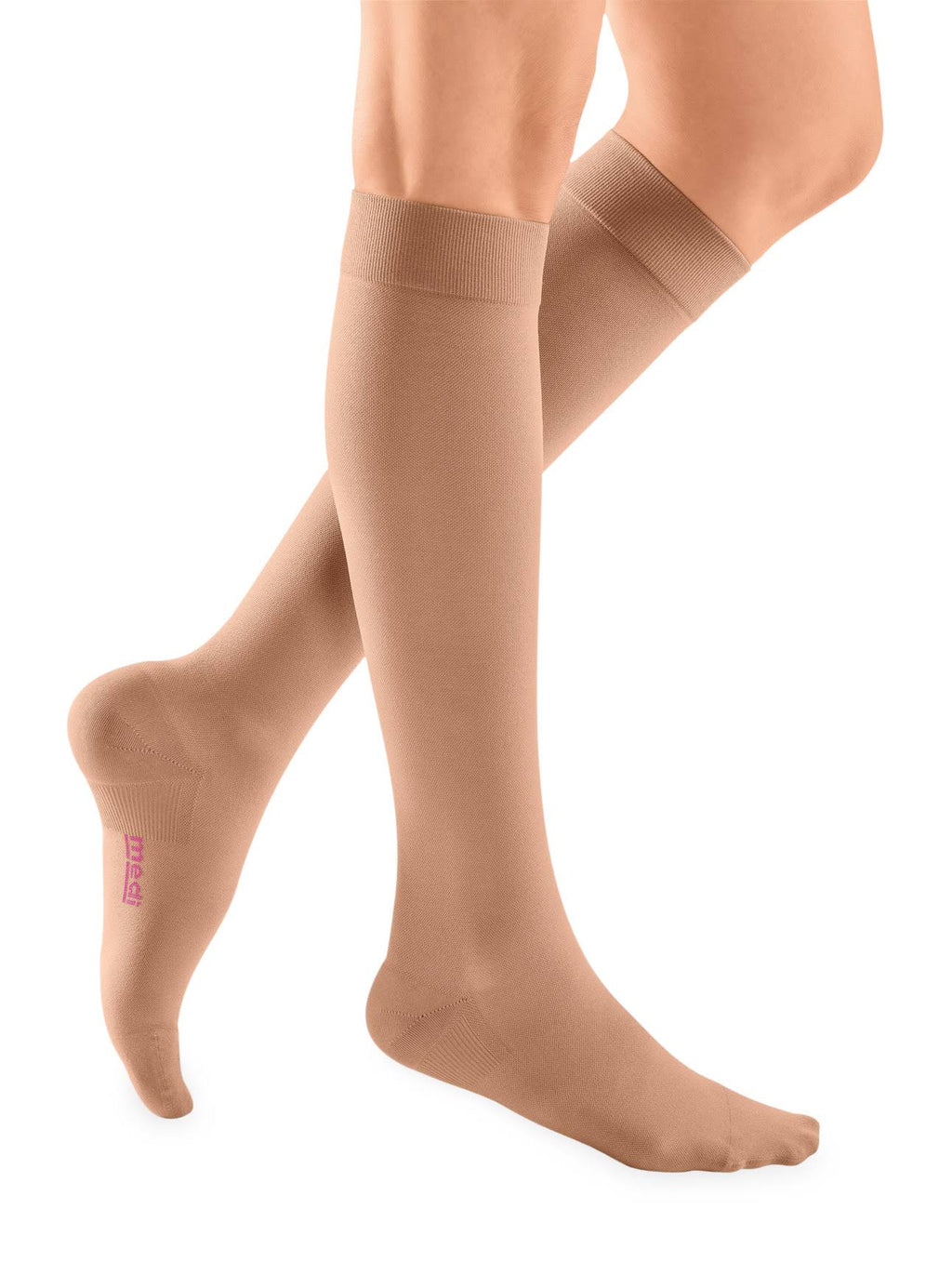 Beige Calf High Closed Toe Compression Stocking C96377