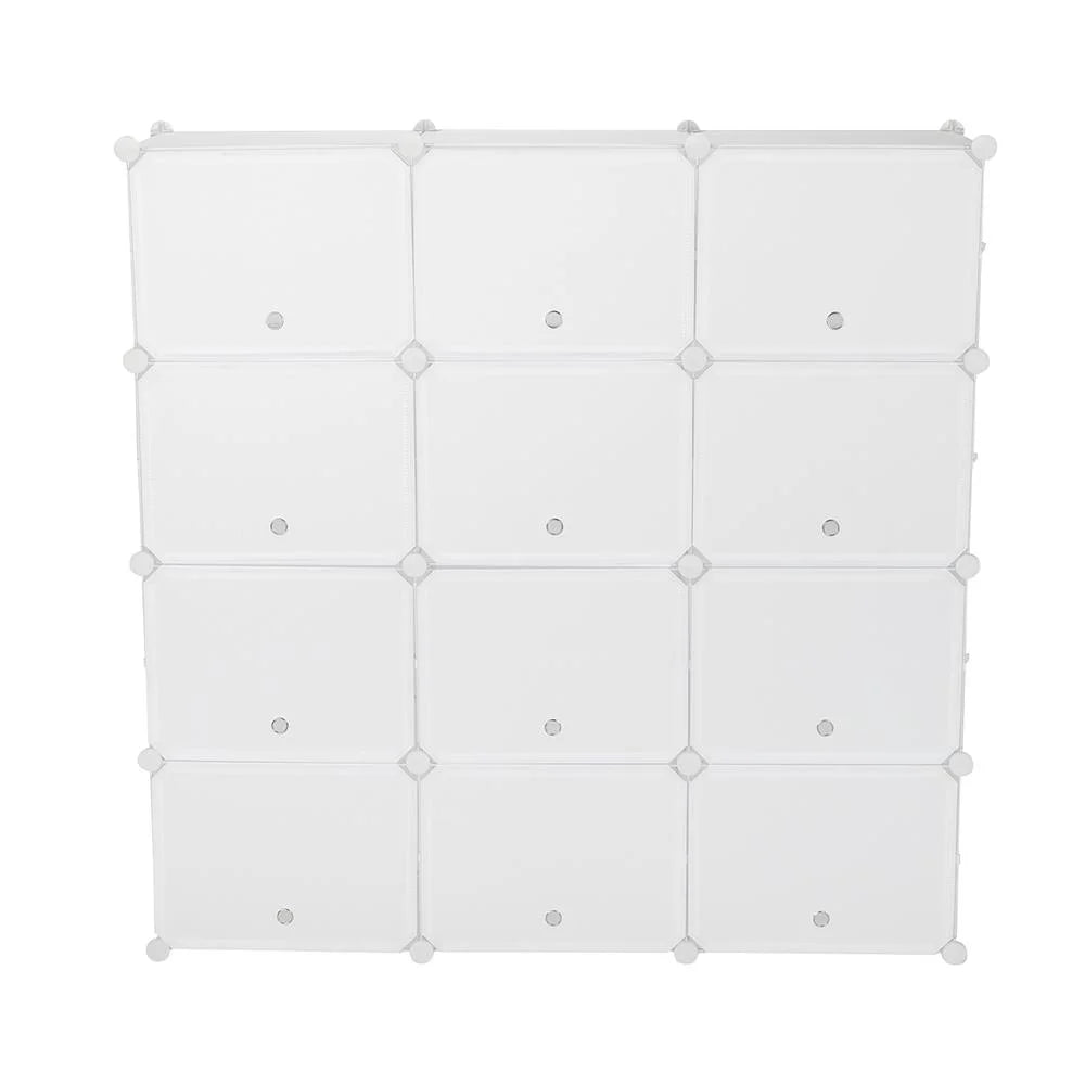 12 Cubes Stackable Shoe Storage Cabinet 8 Tiers White I15529