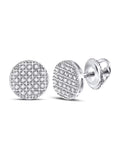 10kt White Gold Mens Diamond Circle Cluster Earrings 1/6 Cttw L51682