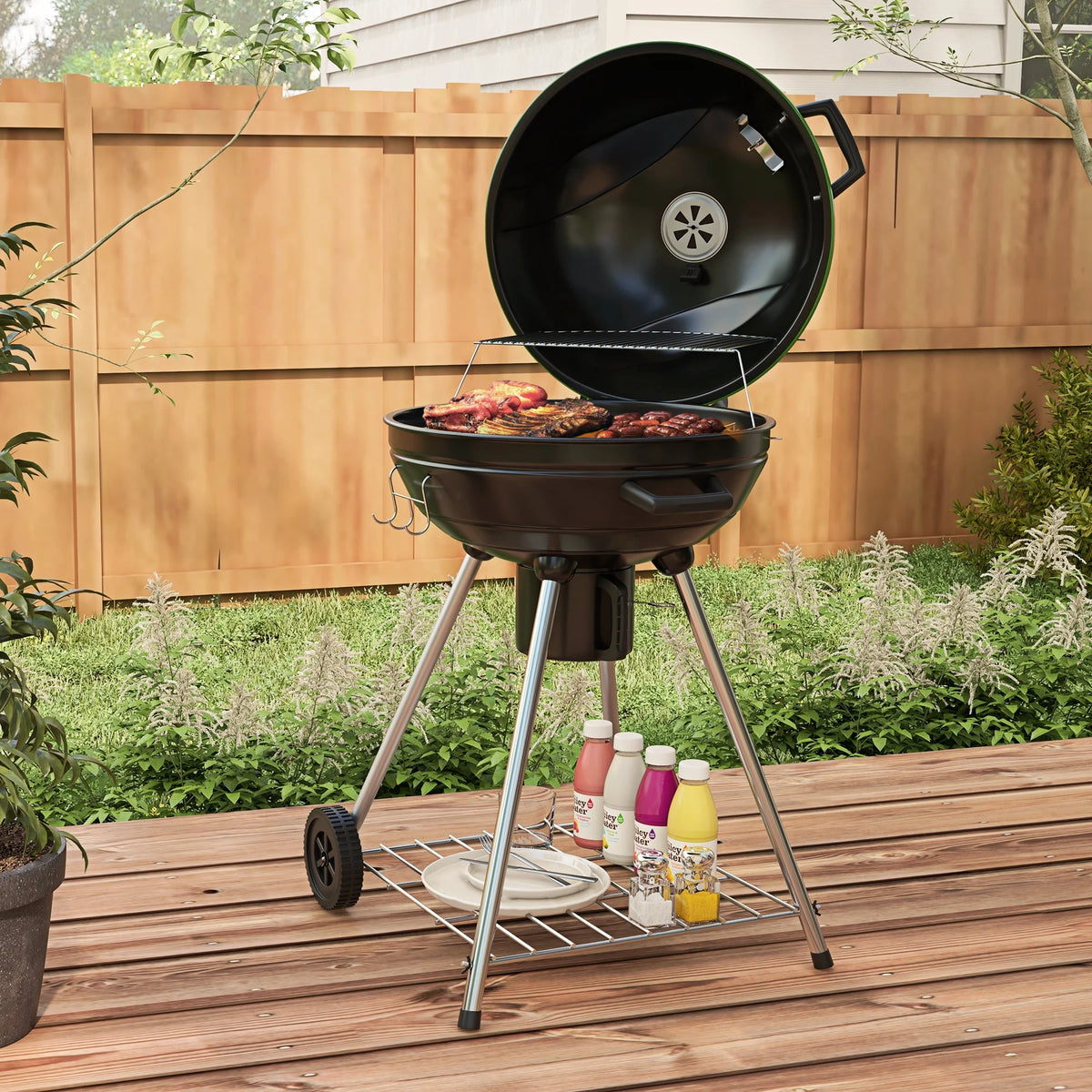 21 Kettle Charcoal BBQ Grill with Wheels U374083