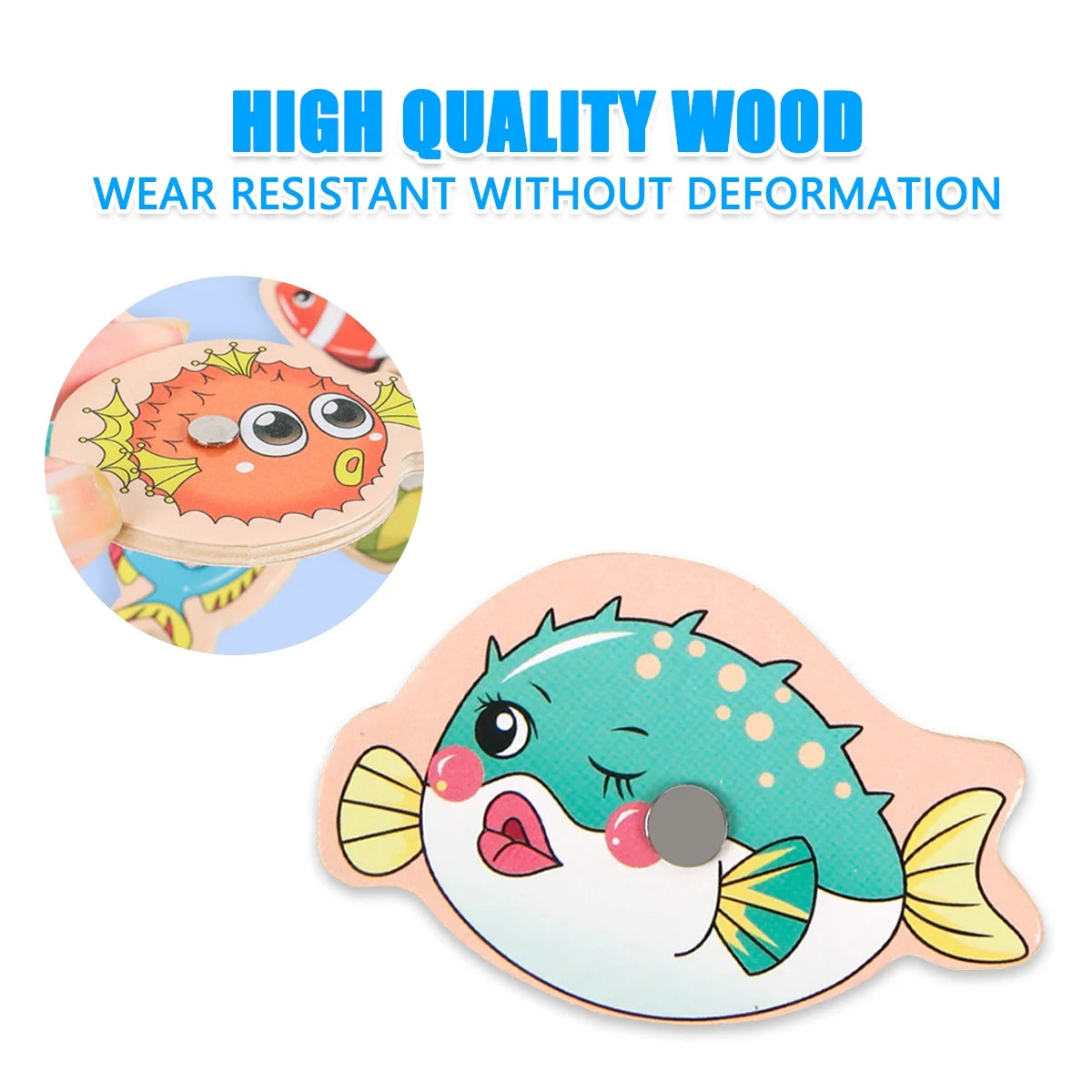 Magnetic Fishing Game Toys Set with Wooden Fish Rod Q960
