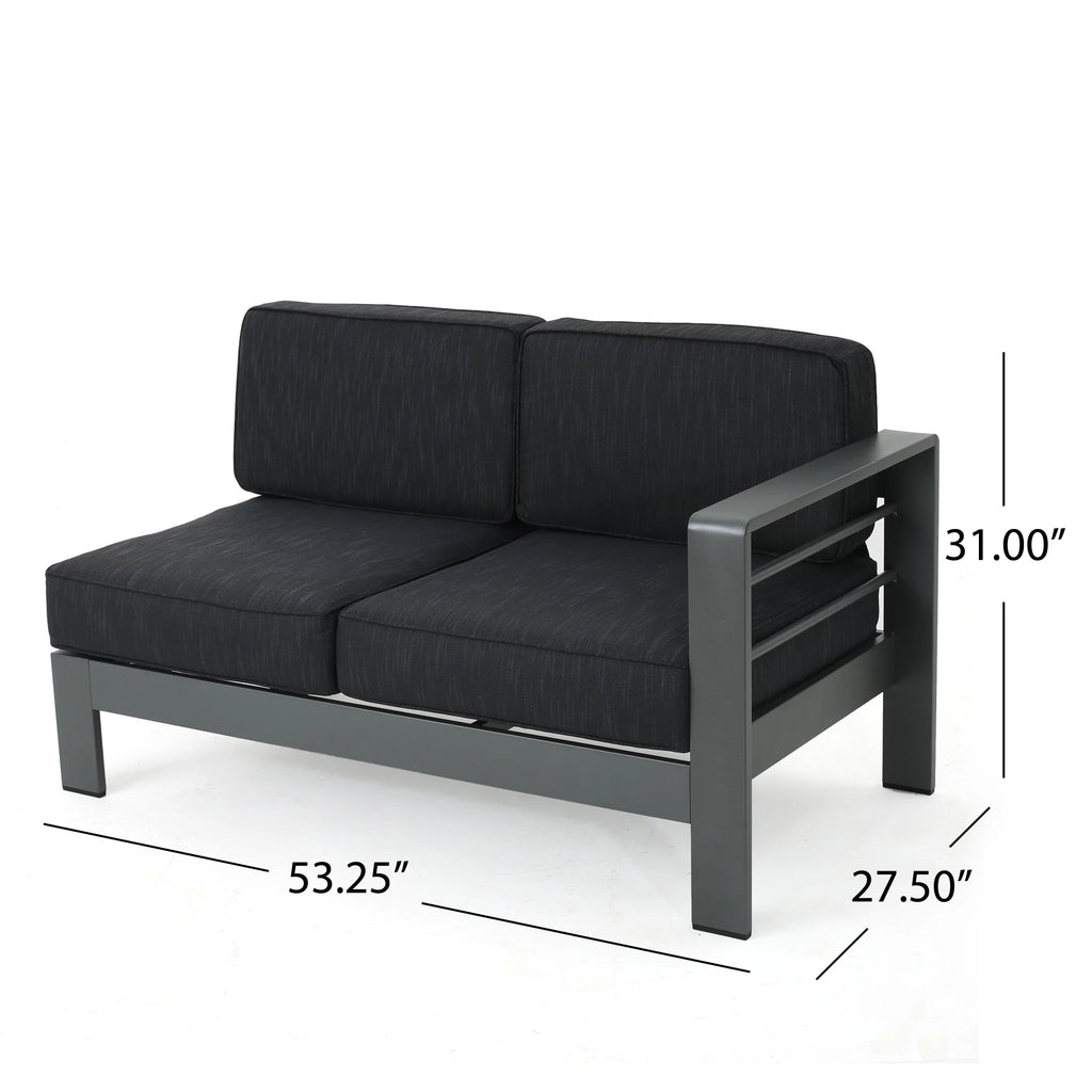 5 Piece Aluminum V-Shape Sectional Sofa Set with Cushions, Grey S549