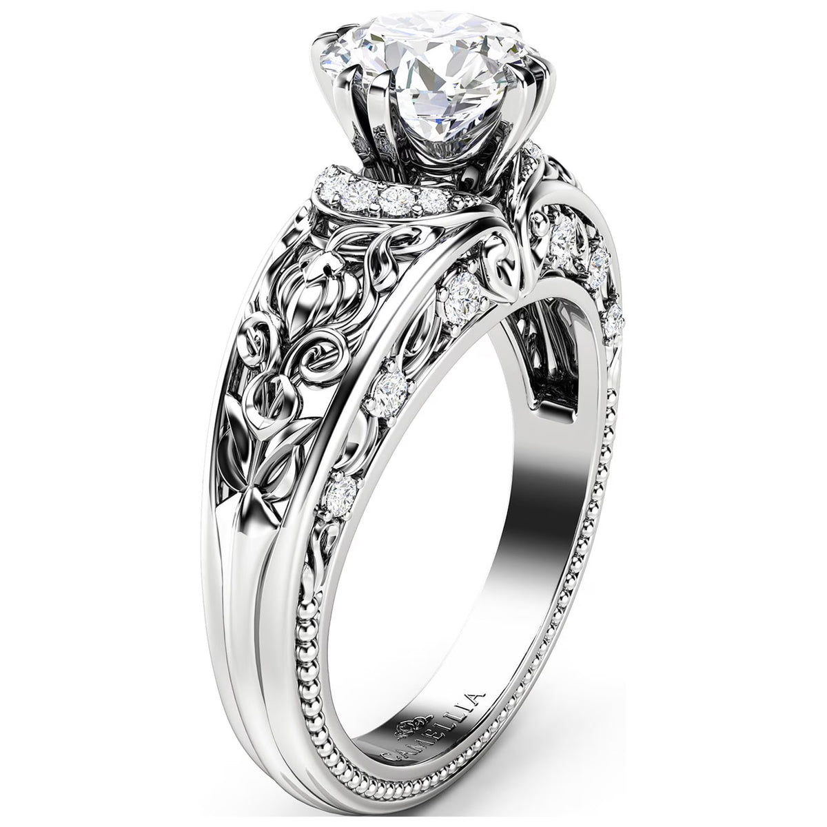 Vintage Round Moissanite Engagement Ring L652281