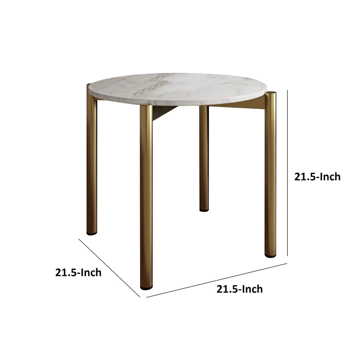 22 Inch Marble Top Metal Legs End Table V507089
