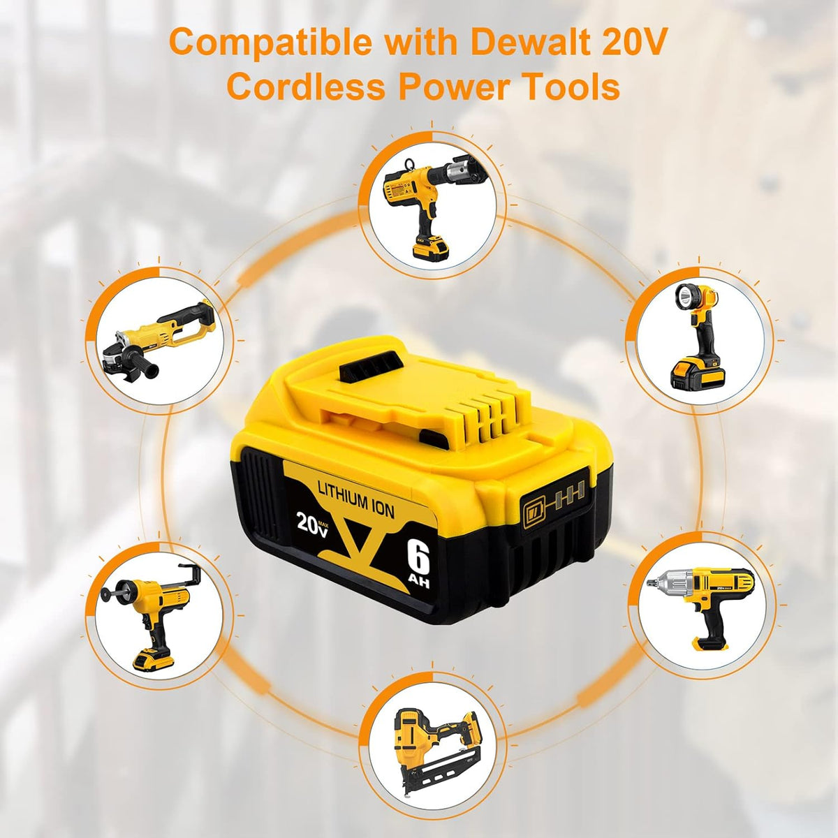 4 Packs 6.0Ah DCB206 Battery Compatible with Dewalt 20V Max Lithium E706