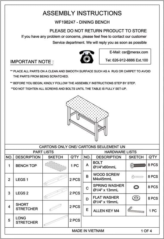 Rustic Wooden Upholstered Dining Bench U868136