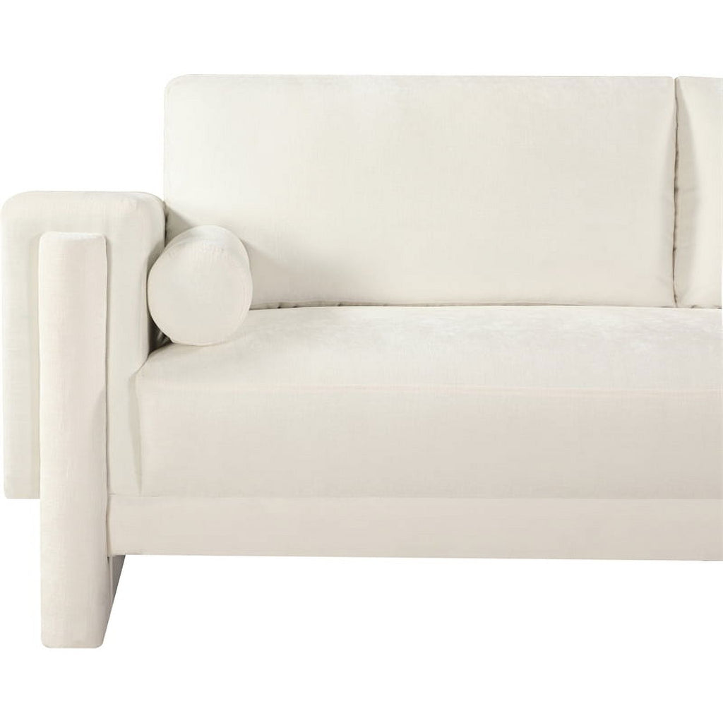 Cream Chenille Fabric Loveseat J565