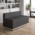 Black LeatherSoft Loveseat with Brushed Stainless Steel Base R725163
